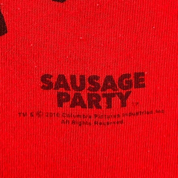 SAUSAGE PARTY Shirt Adult L DONT BE A WIENER Hotdog Happy Face Short Sleeve Red - Picture 8 of 12